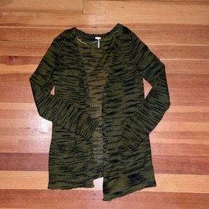 Free People Green Zebra Cardigan